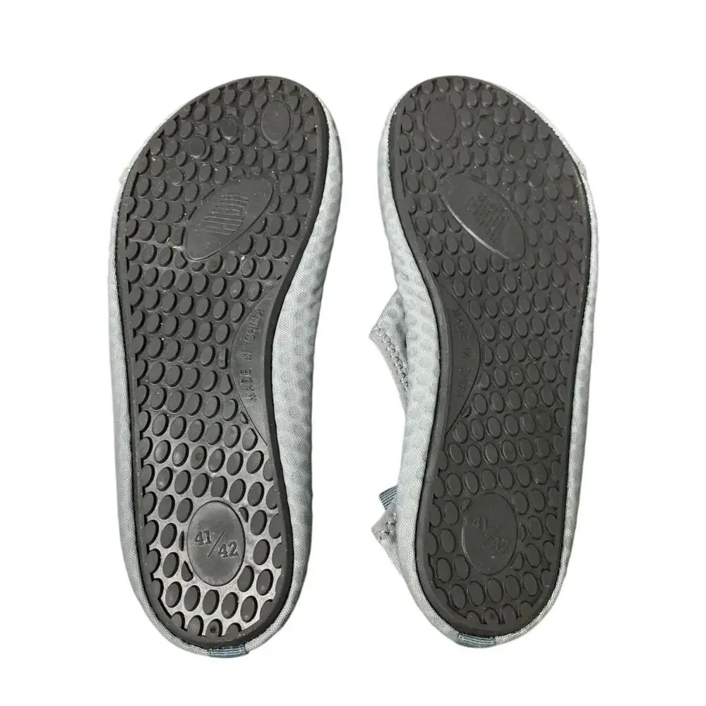 LeIsfIt Mens Size 8-9 Wide Gray Hook & Loop Fasten Swim Quick Dry Barefoot Shoes